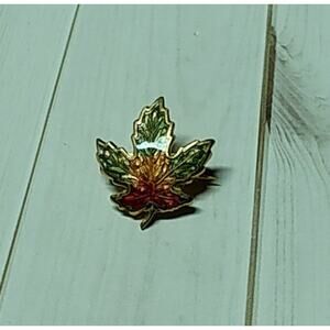 Red, Yellow & Green Fall Maple Leaf Pin for Hat, Lapel, Jacket or Backpack